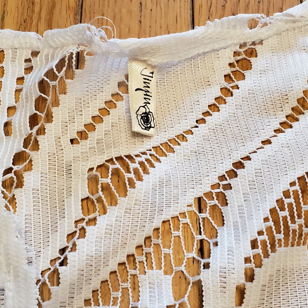 Jiujin White Lace & Fringe Bathing Suit Cover - Picture 7 of 12